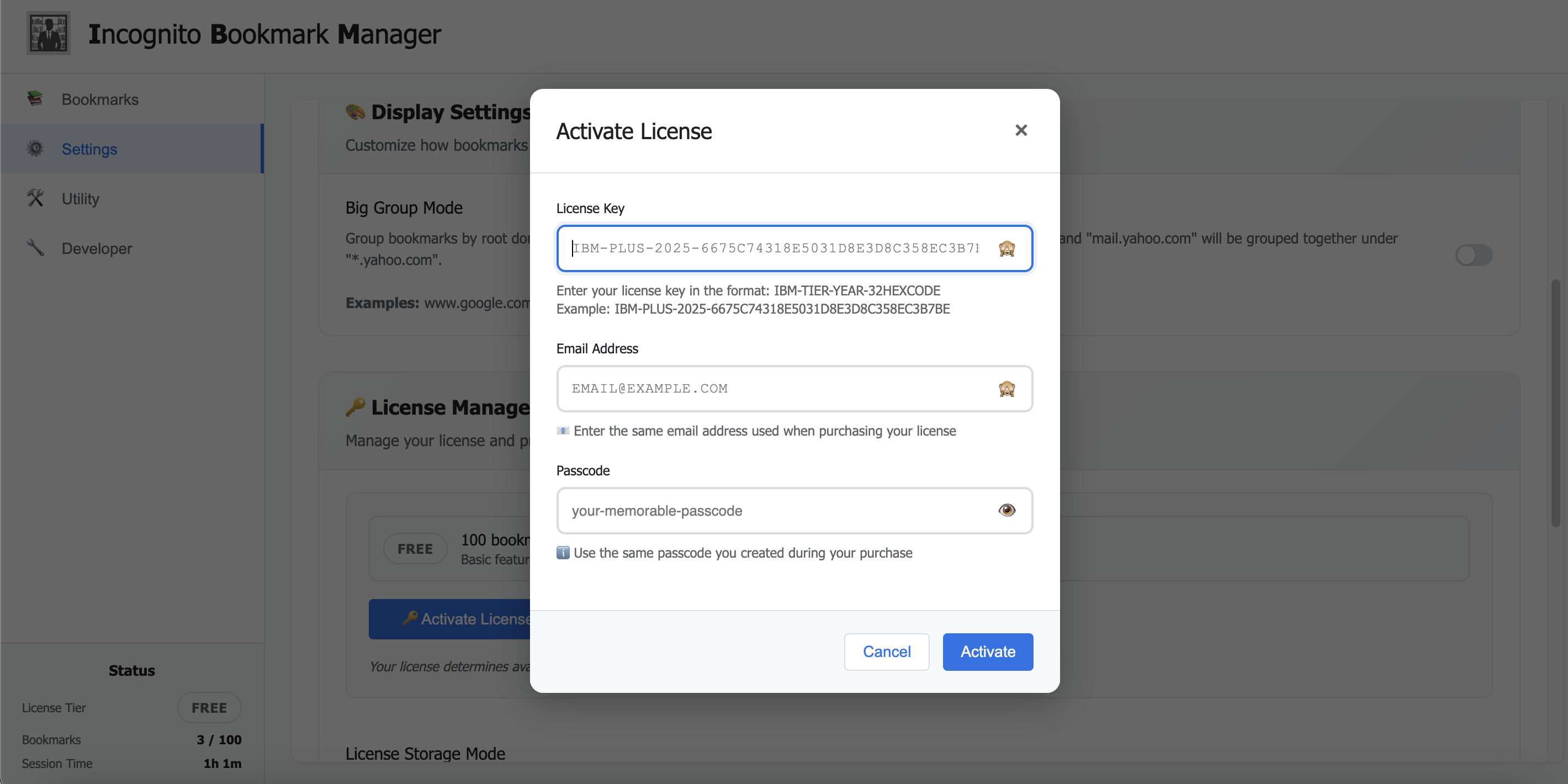 License Activation Screen